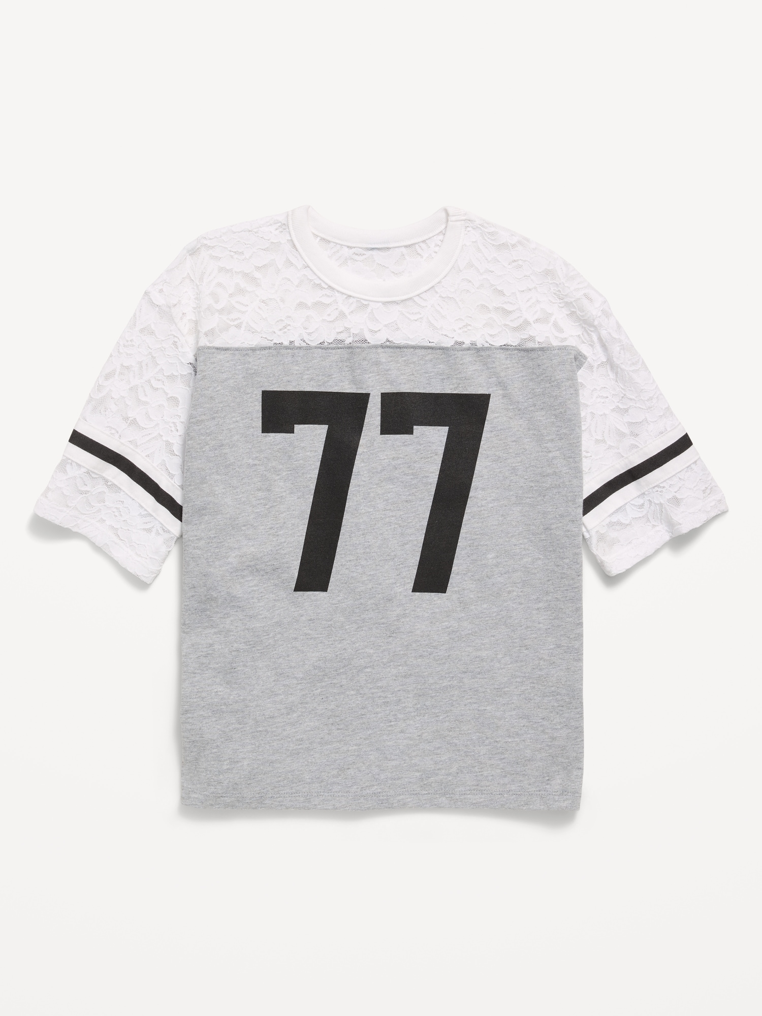 Oversized Lace Football-Style T-Shirt for Girls