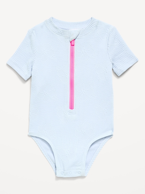 MAILLOT DE BAIN UNE-PIÈCE TEXTURÉ ANTI-UV À GLISSIÈRE SUR LE DEVANT POUR TOUTE-PETITE