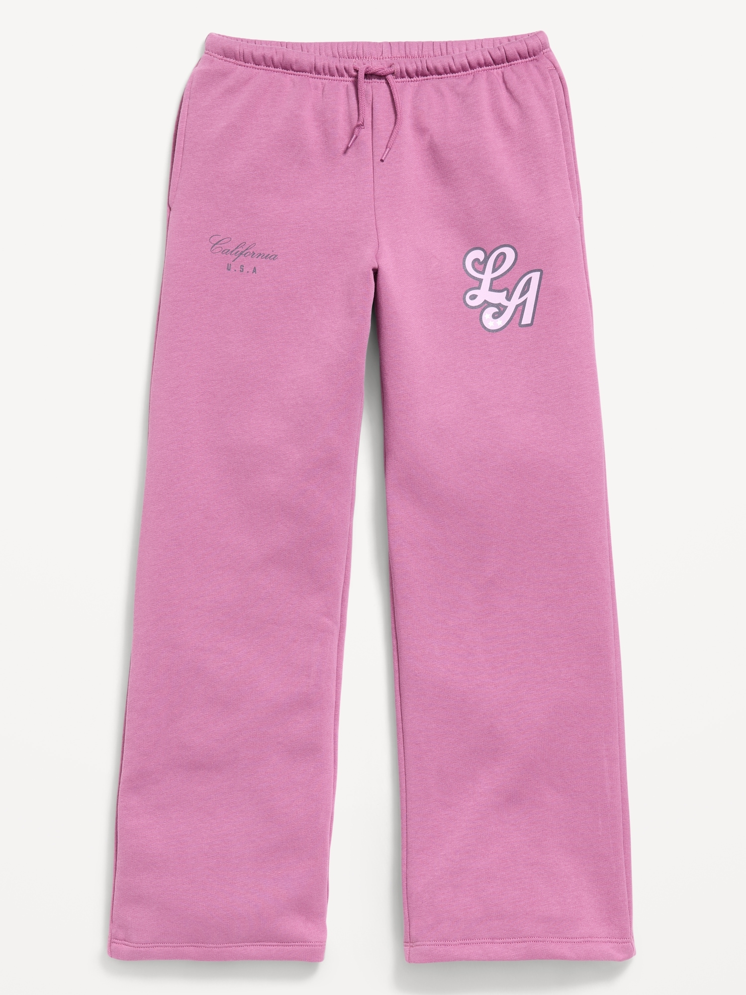 PANTALON EN COTON OUATÉ À TAILLE HAUTE ET JAMBE JAMBE À IMPRIMÉ POUR FILLE