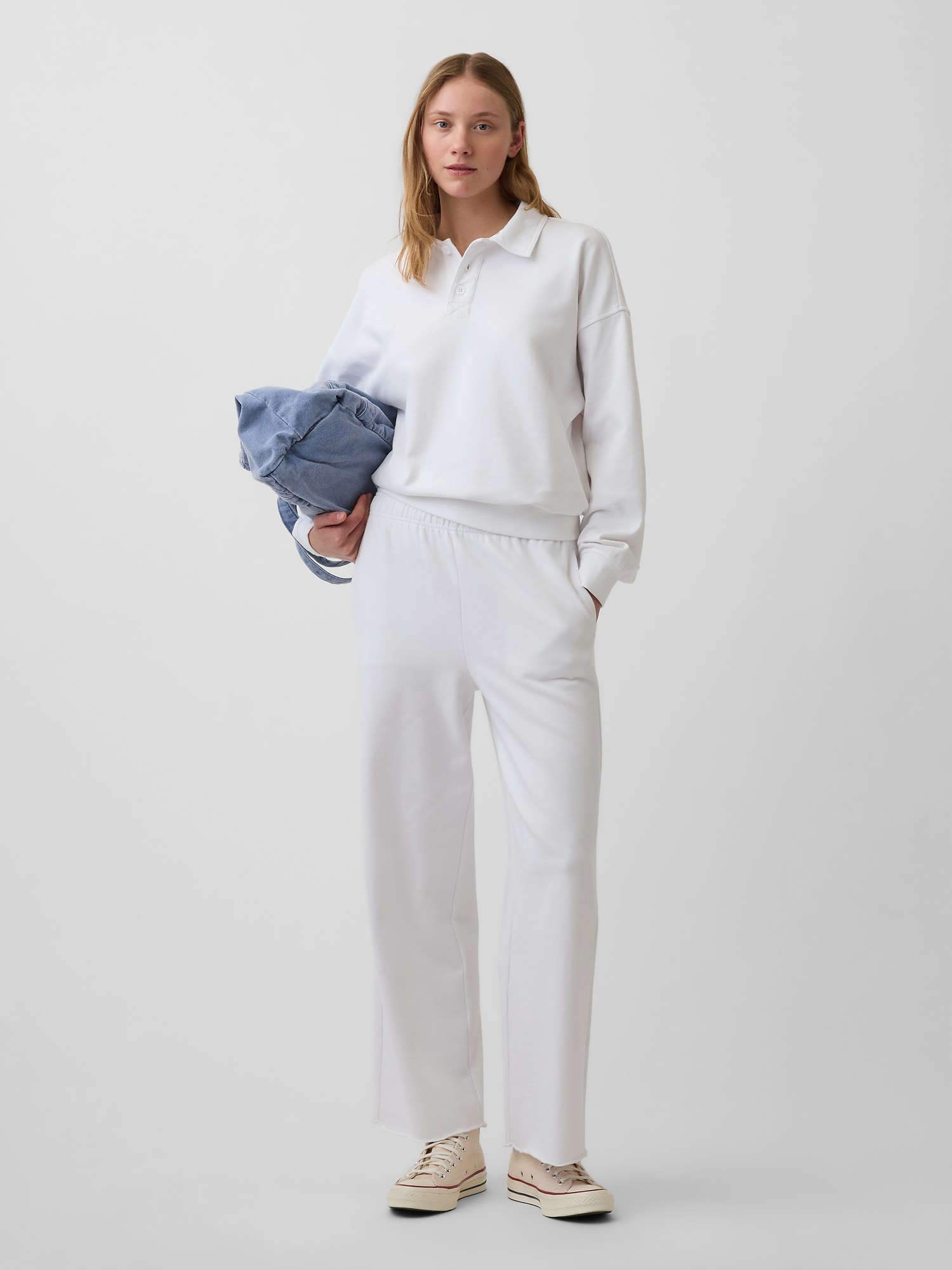French Terry Oversized Polo Shirt Sweatshirt