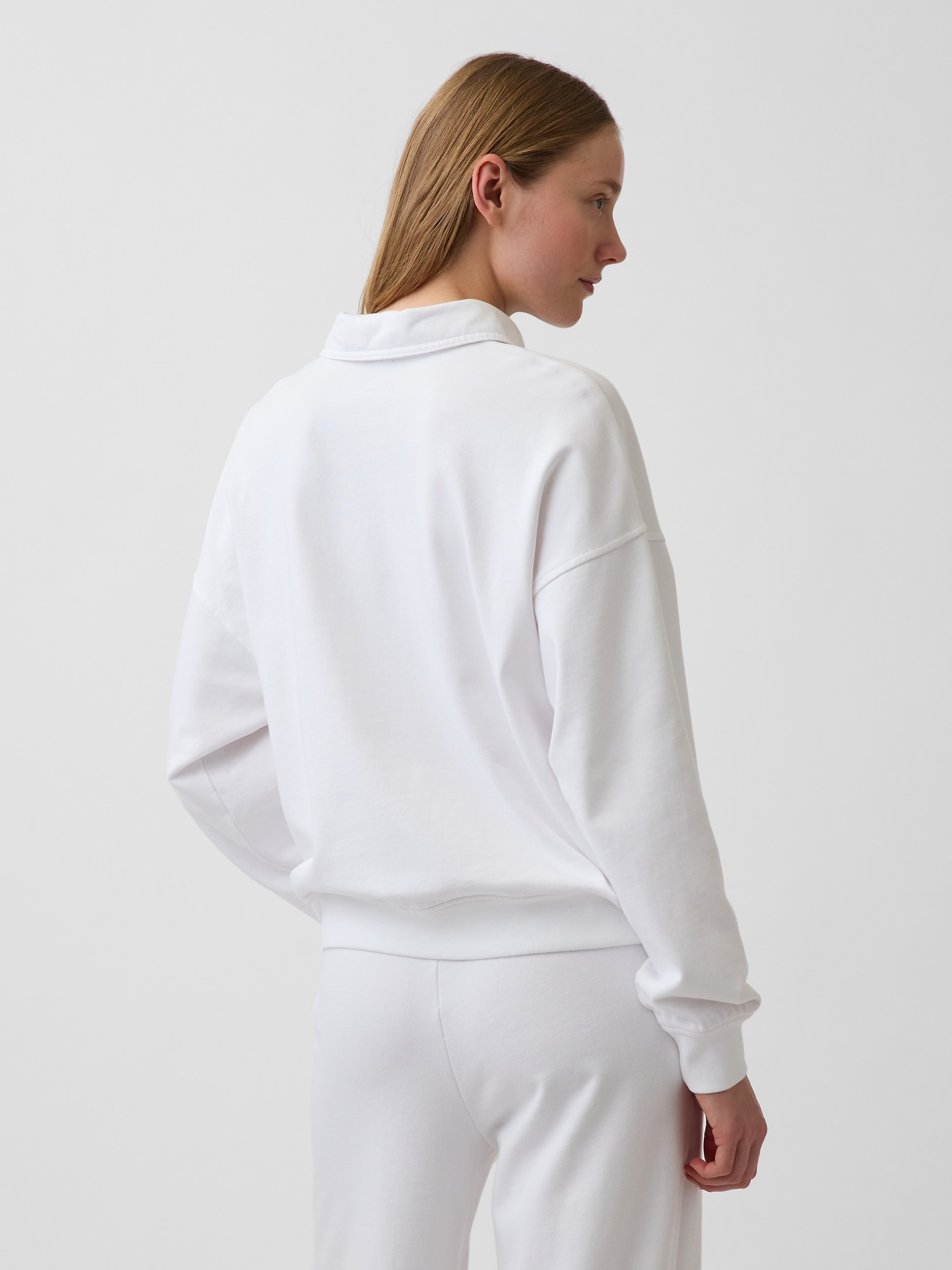 French Terry Oversized Polo Shirt Sweatshirt