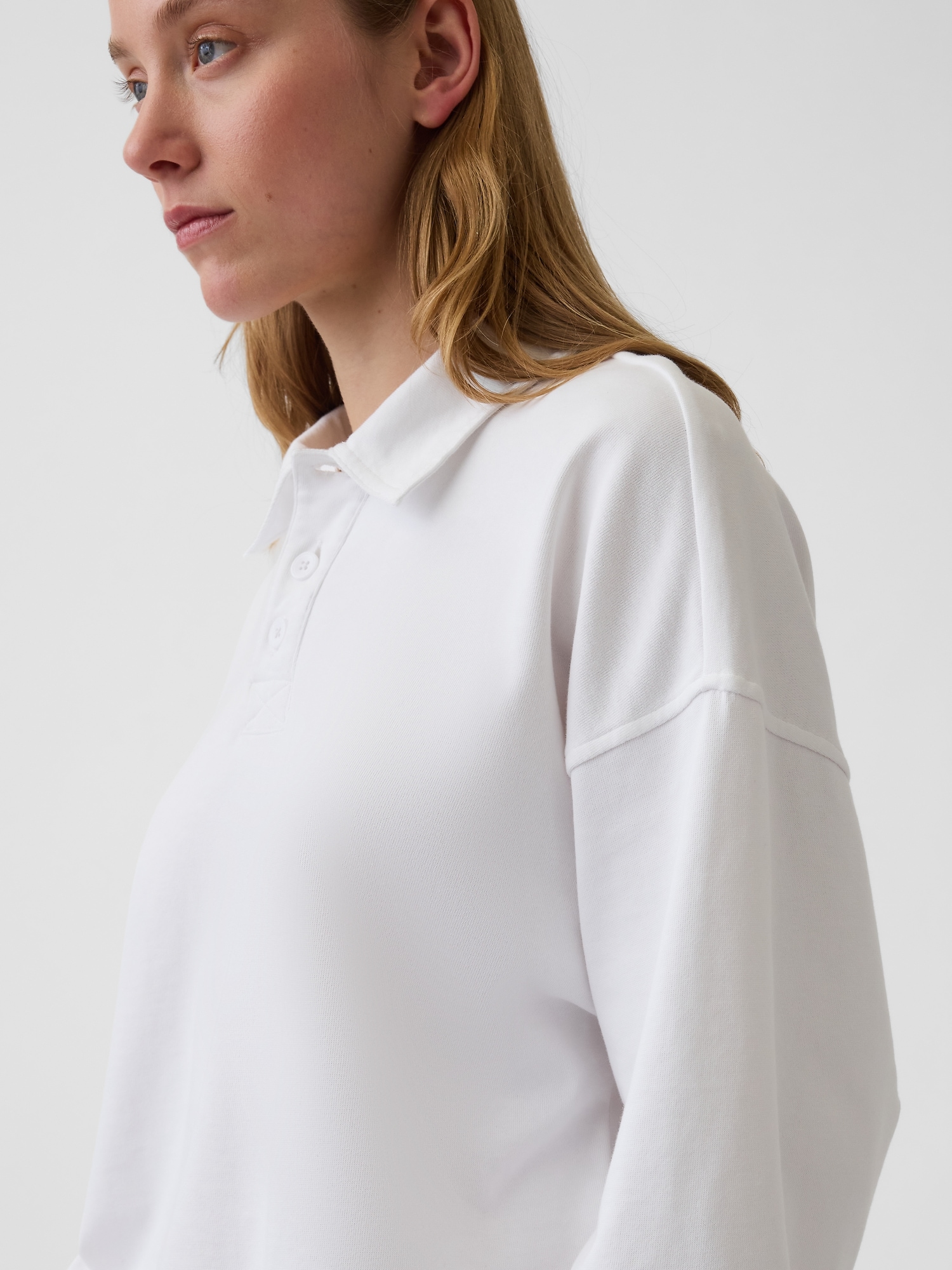 French Terry Oversized Polo Shirt Sweatshirt