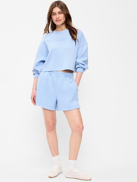 SHORT À TAILLE HAUTE EN MOLLETON RAFFINÉ, ENTREJAMBE DE 12,5 CM