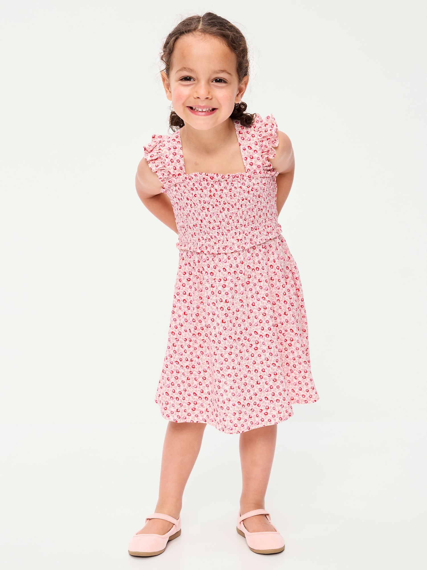 Printed Sleeveless Smocked Dress for Toddler Girls