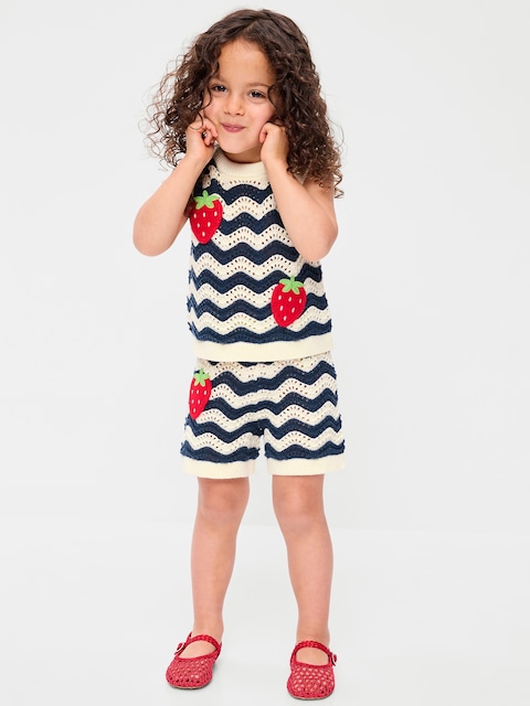 ENSEMBLE AVEC HAUT SANS MANCHES EN TRICOT ET SHORT POUR TOUTE-PETITE