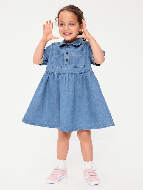 ROBE CHEMISIER À MANCHES COURTES EN DENIM POUR TOUTE-PETITE