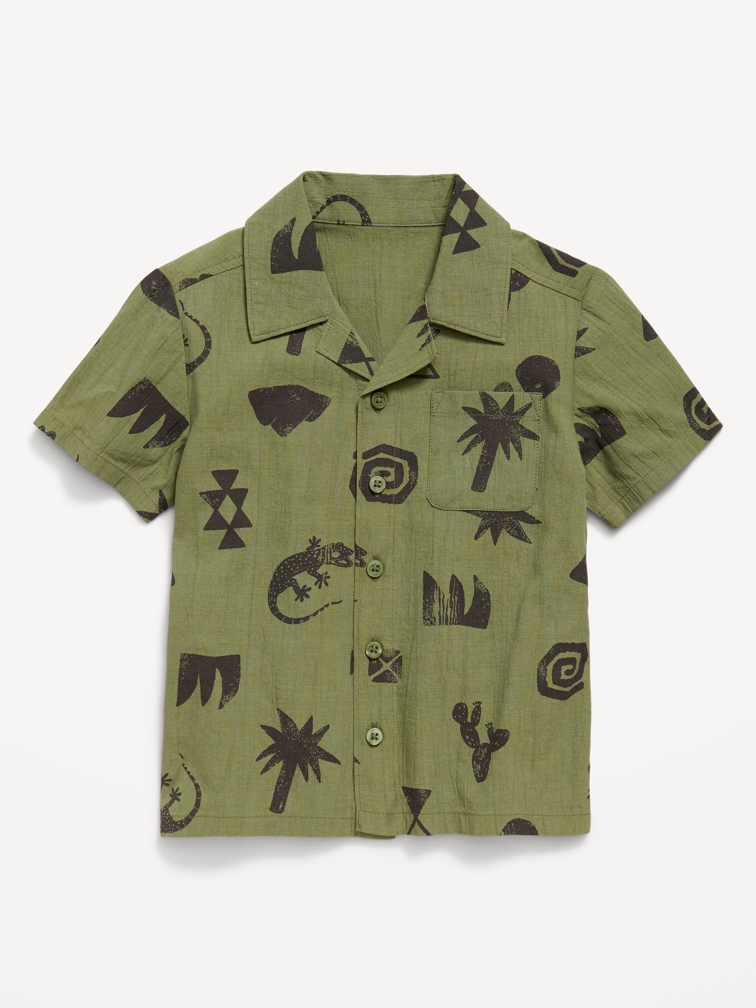 CHEMISE EN TISSU FROISSÉ À MOTIF À POCHE ET À MANCHES COURTES POUR TOUT-PETIT