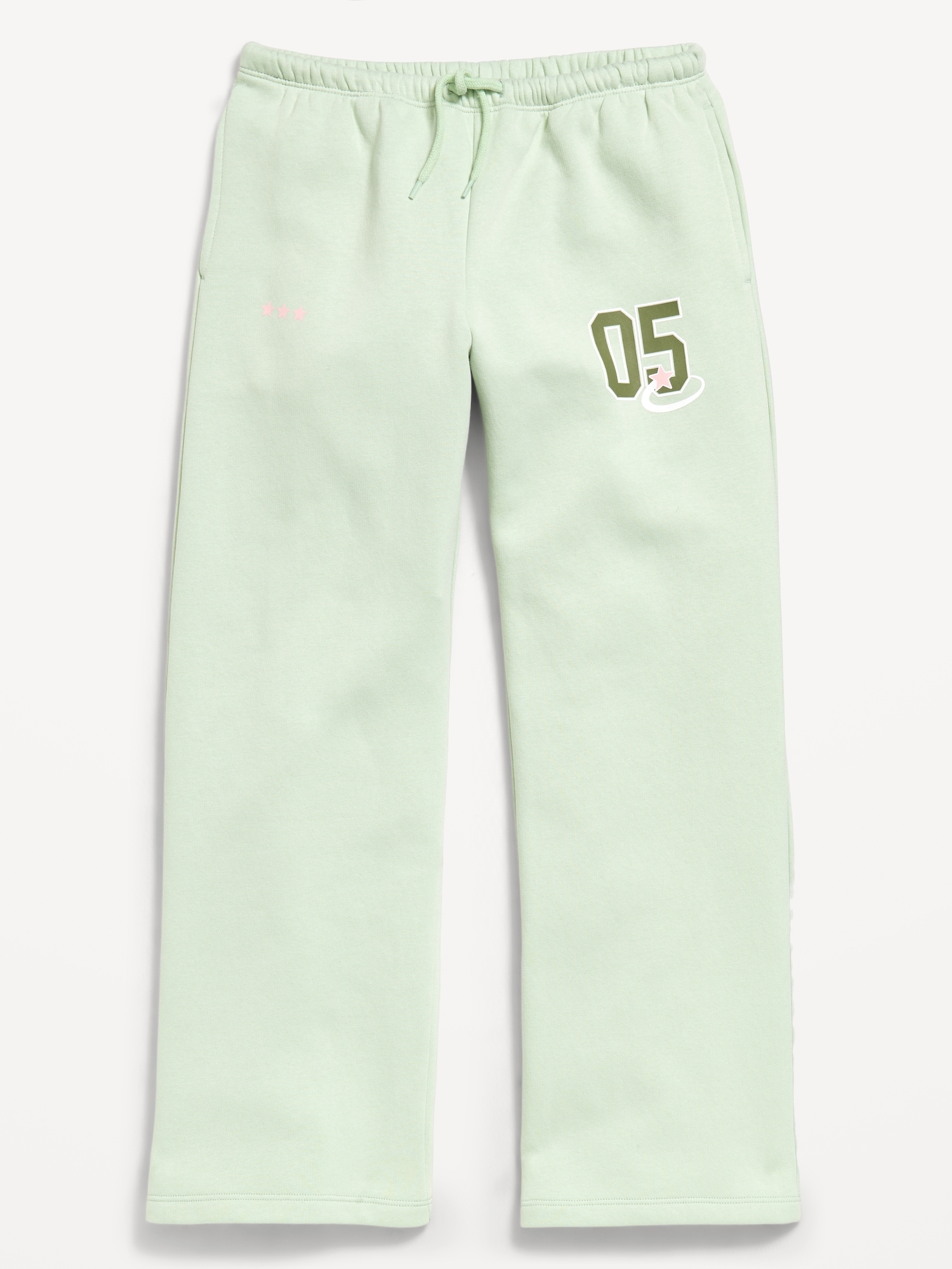 PANTALON EN COTON OUATÉ À TAILLE HAUTE ET JAMBE JAMBE À IMPRIMÉ POUR FILLE