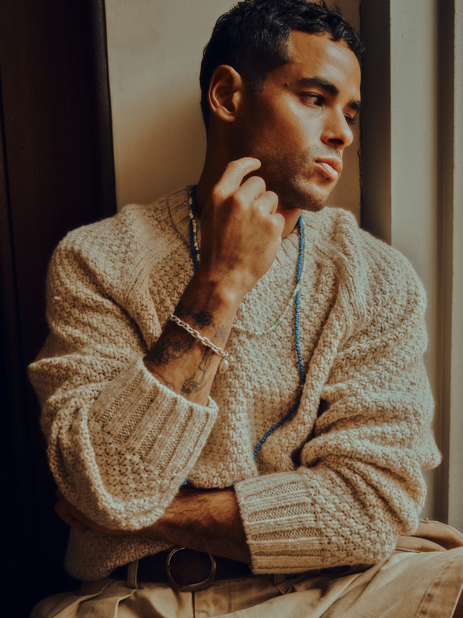 Archive Reissue Pullover Crew-Neck Sweater in Cotton-Wool Blend - Pelican Off