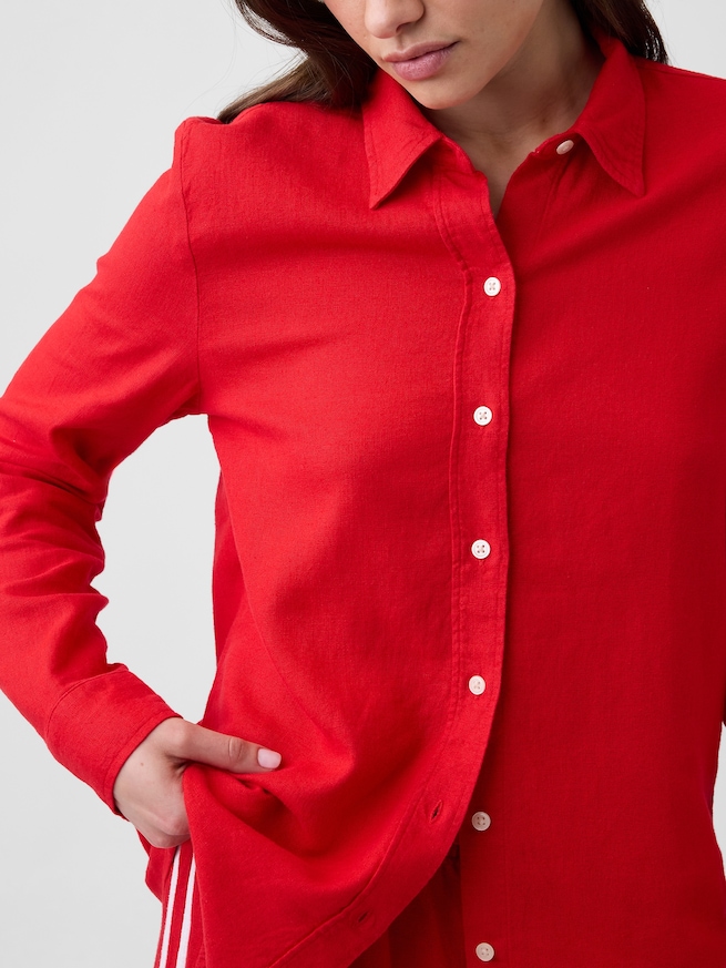 リネンブレンド イージーシャツ-0