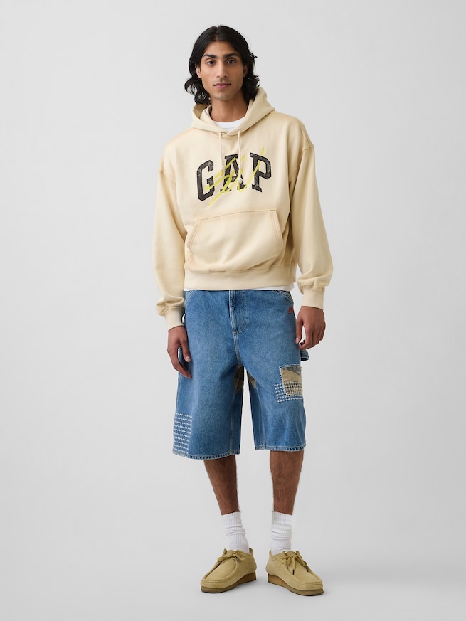 Gap &times; Sean Wotherspoon ヘビーウェイト フレンチテリー オーバーサイズ クロップド GAPロゴパーカー-1
