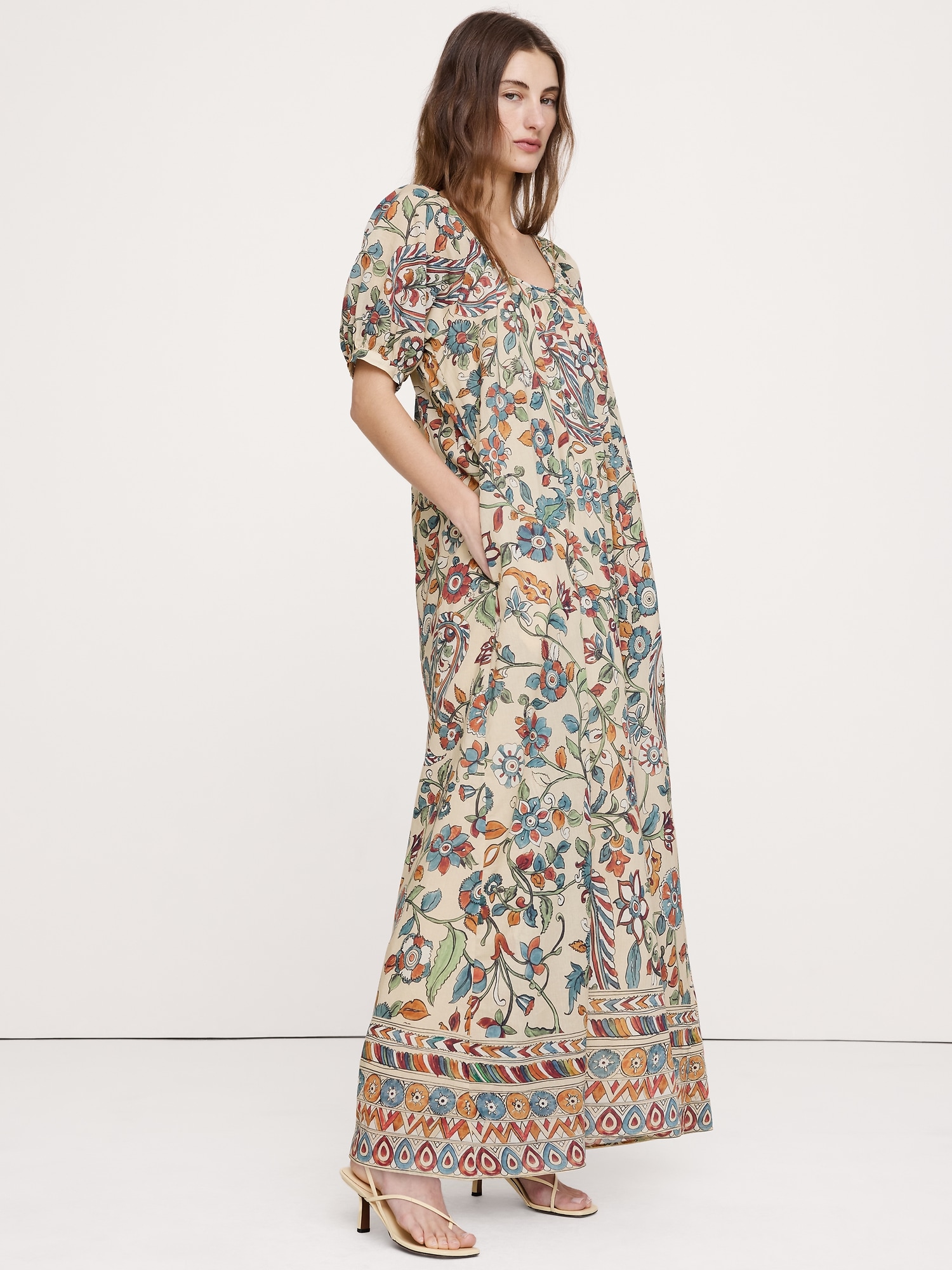 Lightweight Cotton Scoop-Neck Maxi Dress
