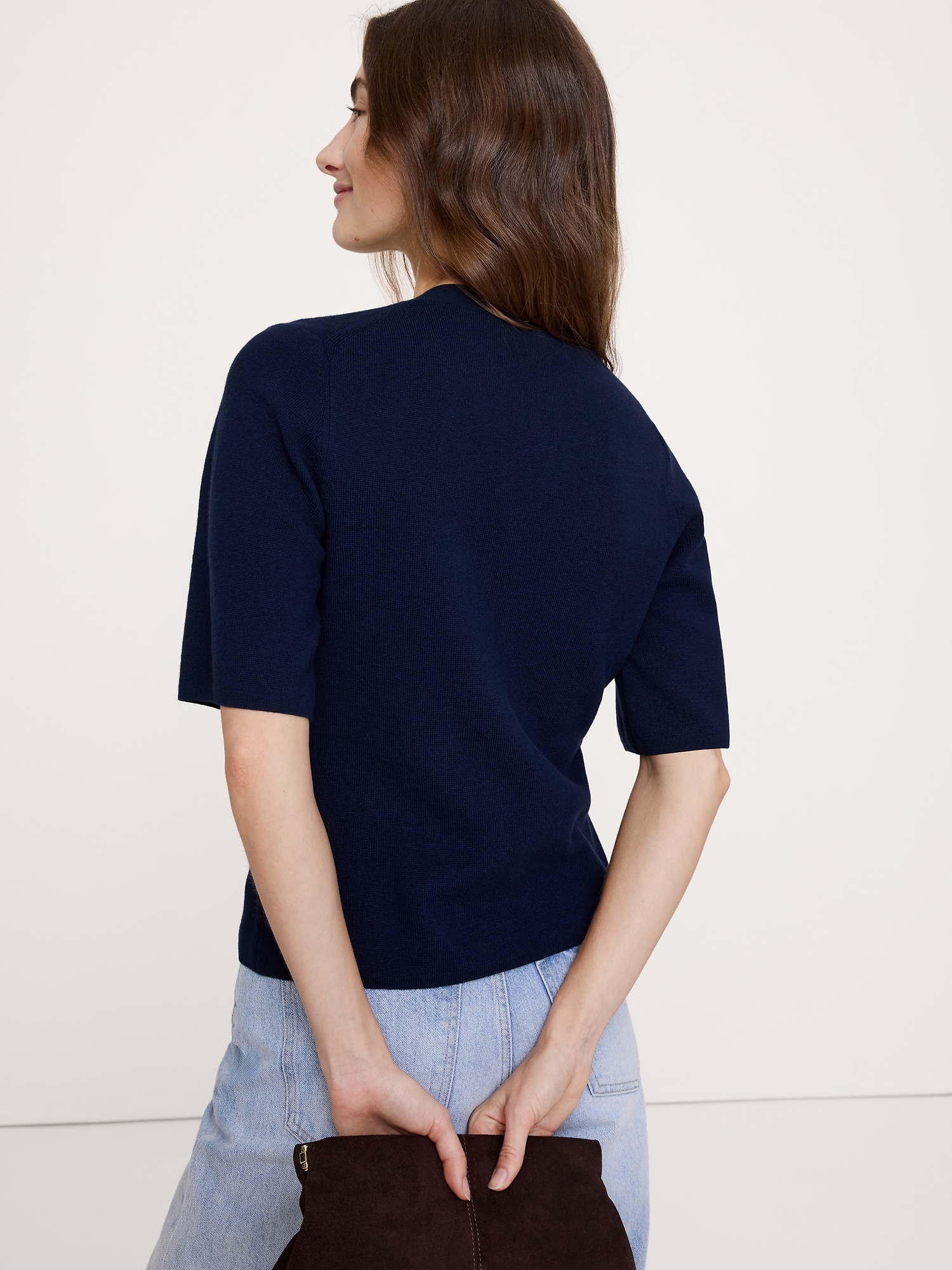 ラークスパー コットンシルク ショートスリーブ カーディガン-2