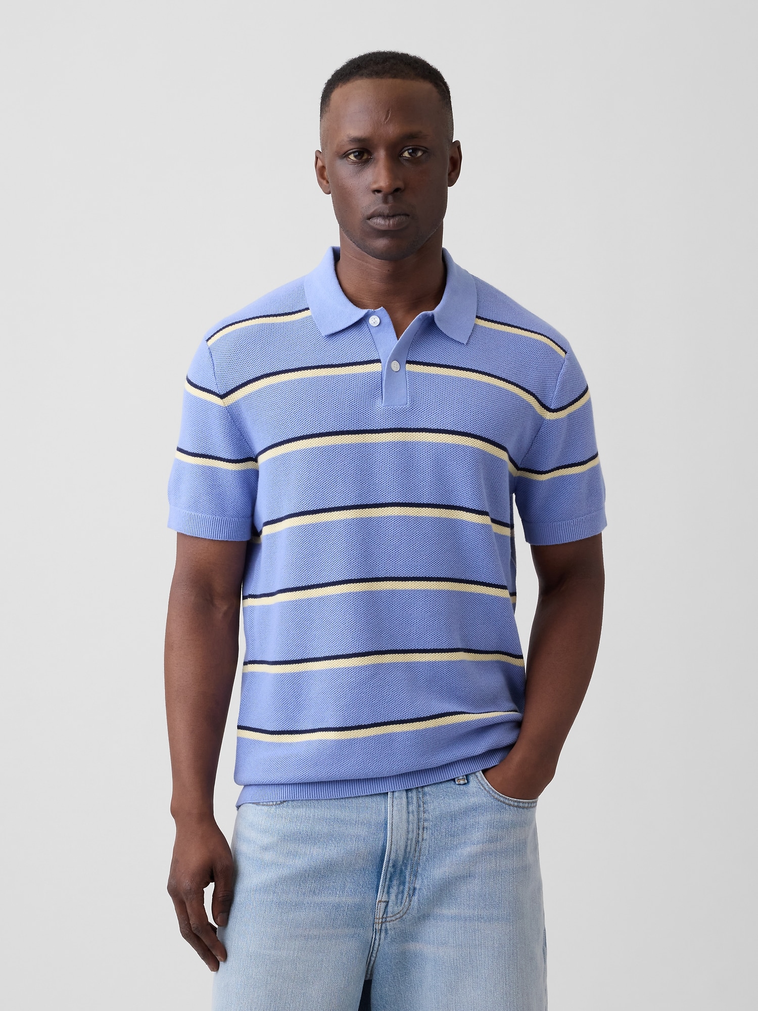 Stripe Sweater Polo Shirt