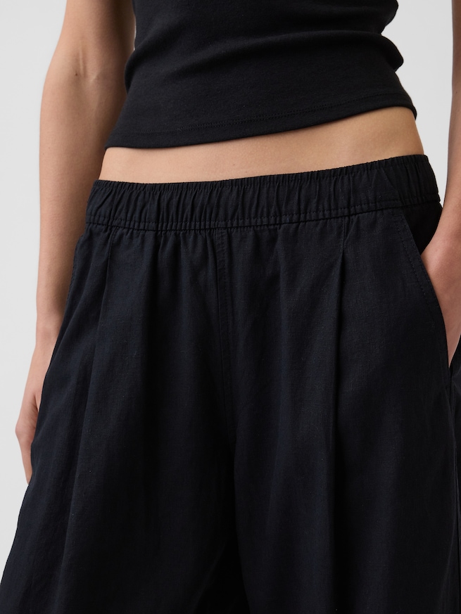 リネンブレンド イージーウエスト バレルパンツ-6