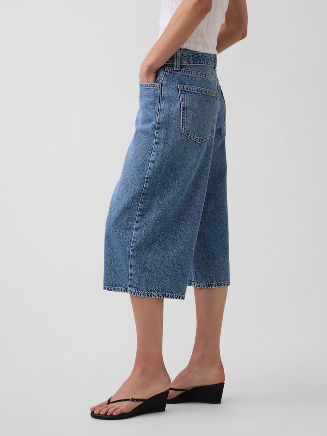 ハイライズ ベルト バレル キュロットデニム-2