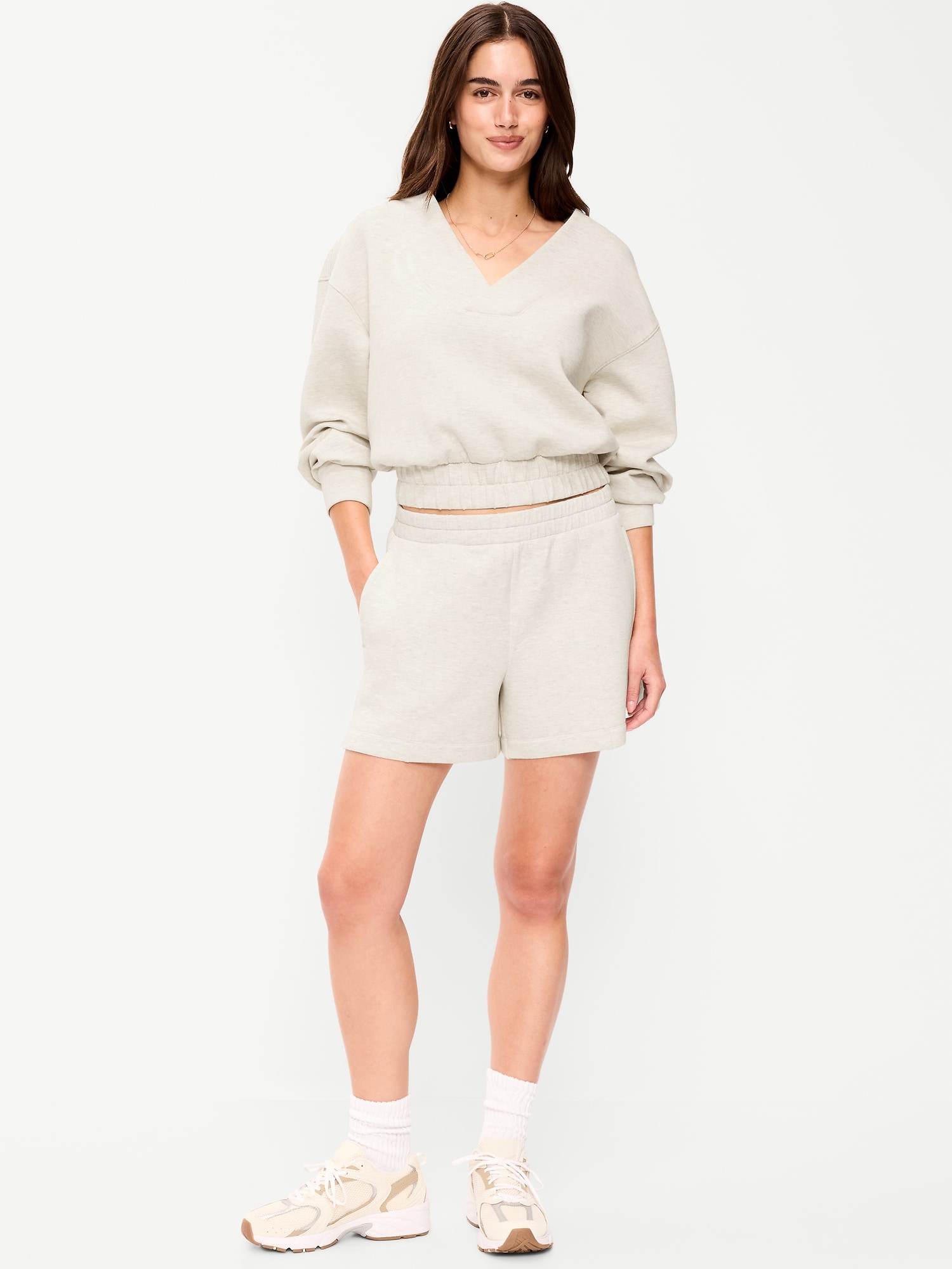 High-Waisted Bounce Fleece Shorts -- 5-inch inseam