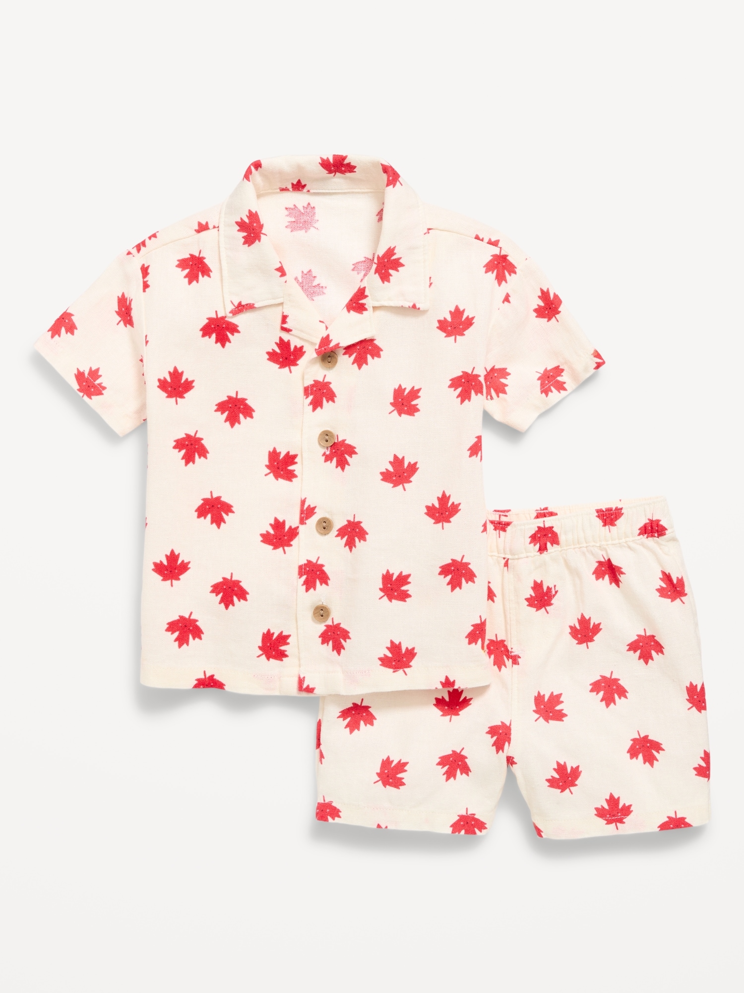 Short-Sleeve Linen-Blend Shirt and Shorts Set for Baby