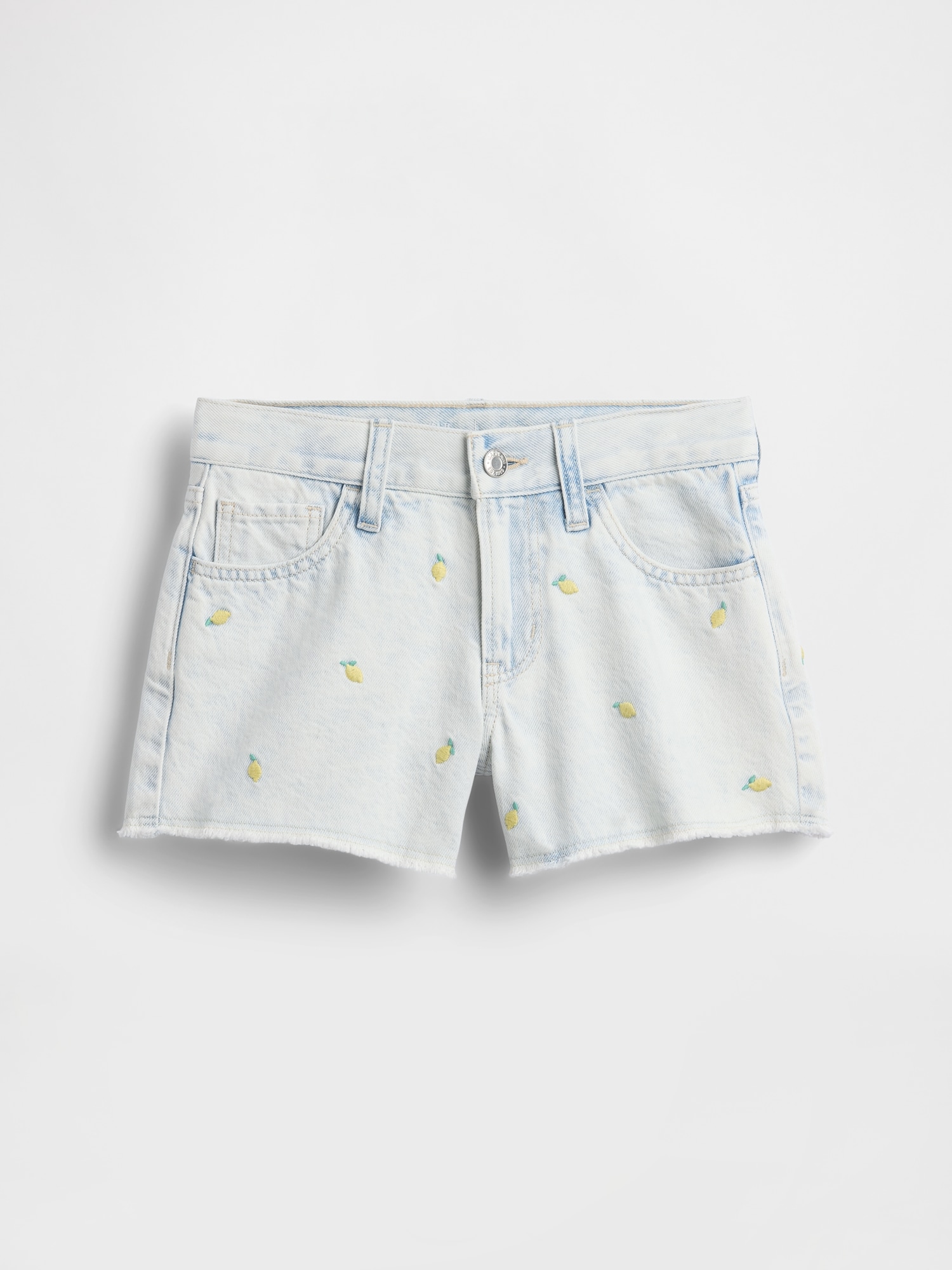 ローライズ ストライド 刺しゅう レモン デニムショートパンツ (キッズ)-1