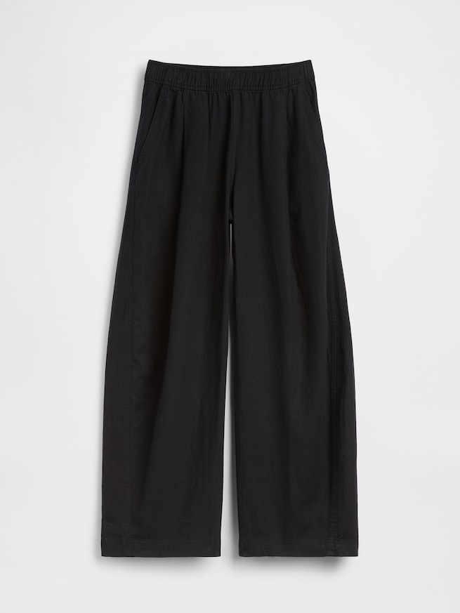 リネンブレンド イージーウエスト バレルパンツ-4