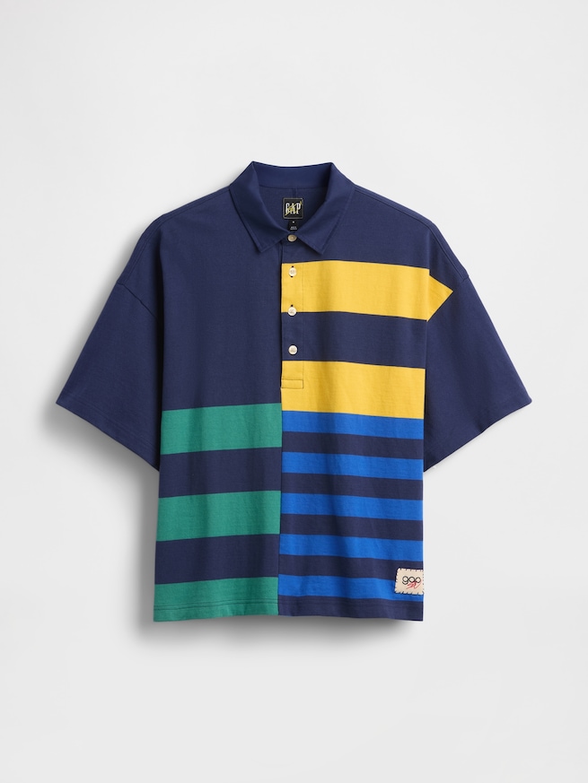 Gap &times; Sean Wotherspoon オーバーサイズ ミックスストライプ ボクシーポロシャツ-4