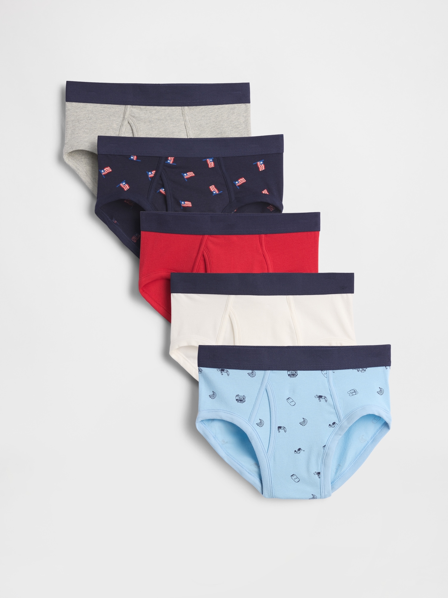 SOUS-VÊTEMENT BLEU, BLANC ET ROUGE EN COTON BIOLOGIQUE EXTENSIBLE POUR ENFANT (PAQUET DE 5)