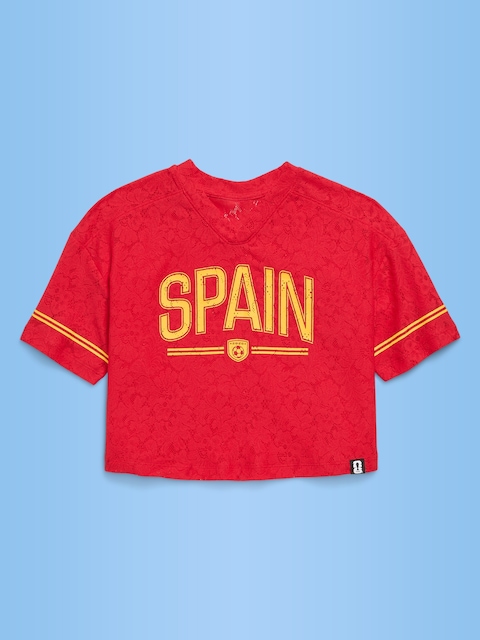 T-SHIRT DROIT À ENCOLURE EN V À DENTELLE COUPE DU MONDE DE LA FIFA 26™, ESPAGNE POUR FILLE