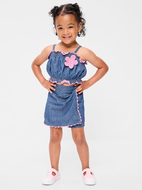 Sleeveless Chambray Top and Skort Set for Toddler Girls