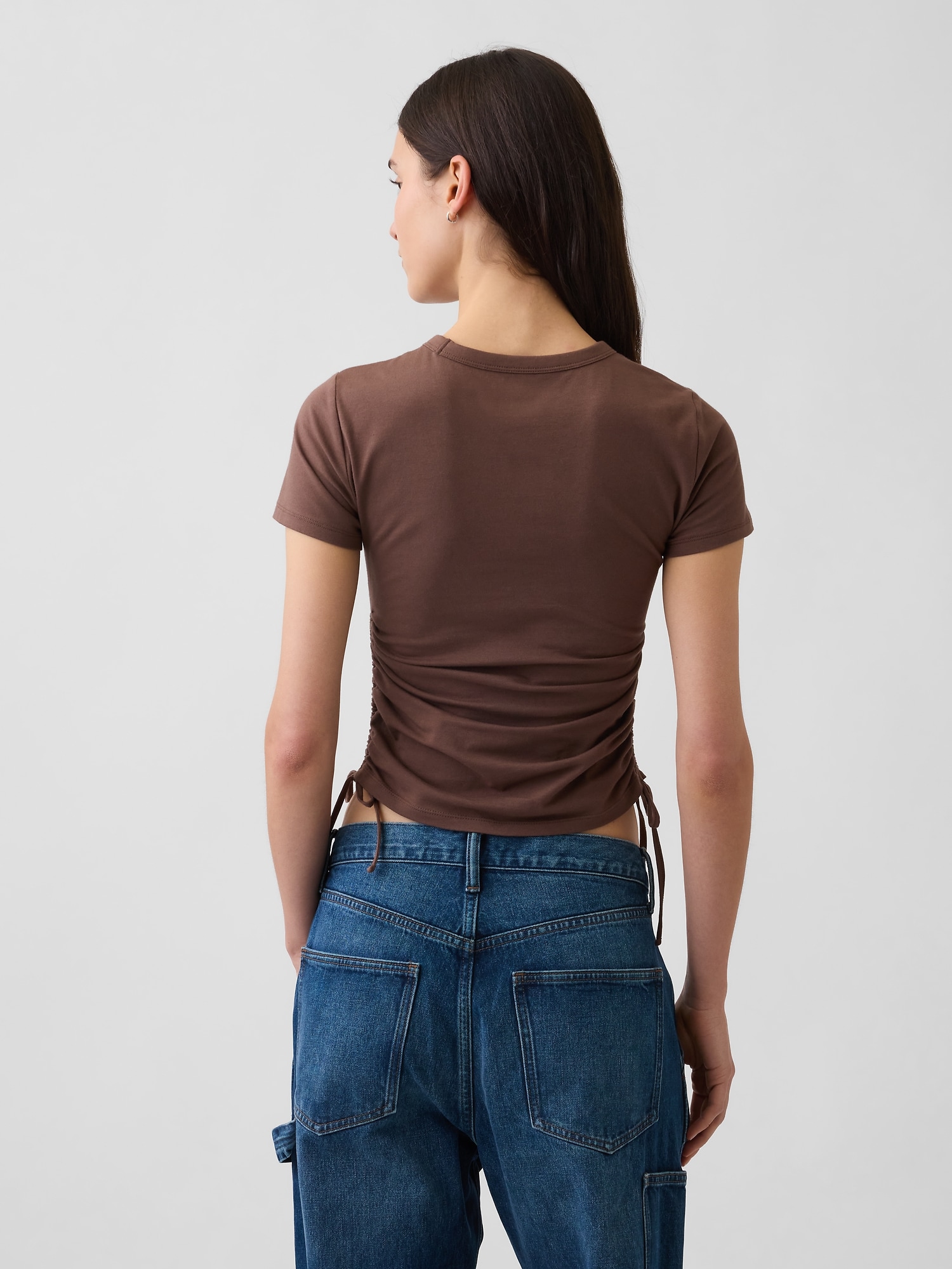 クロースニット ジャージー GAPロゴ ルーシュ サイドタイTシャツ-2