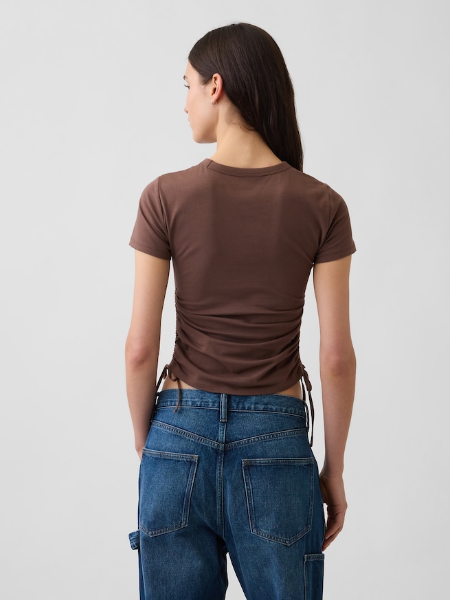 クロースニット ジャージー GAPロゴ ルーシュ サイドタイTシャツ-2