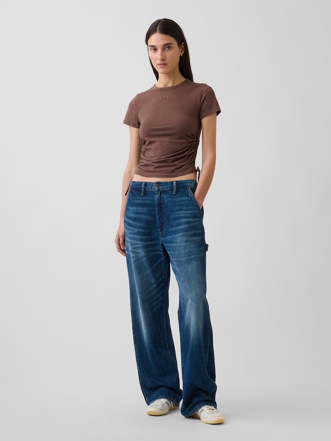 クロースニット ジャージー GAPロゴ ルーシュ サイドタイTシャツ-1