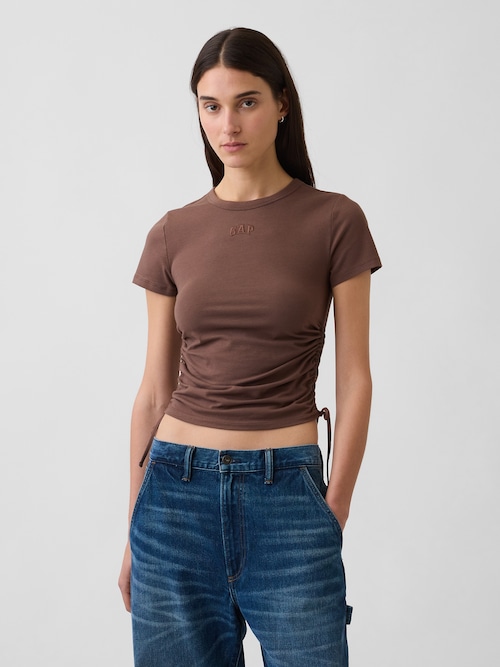 クロースニット ジャージー GAPロゴ ルーシュ サイドタイTシャツ