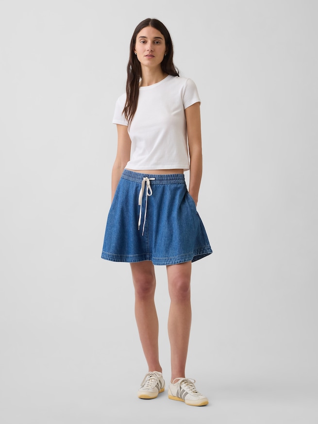 ウルトラソフトデニム ミニサークルスカート-0
