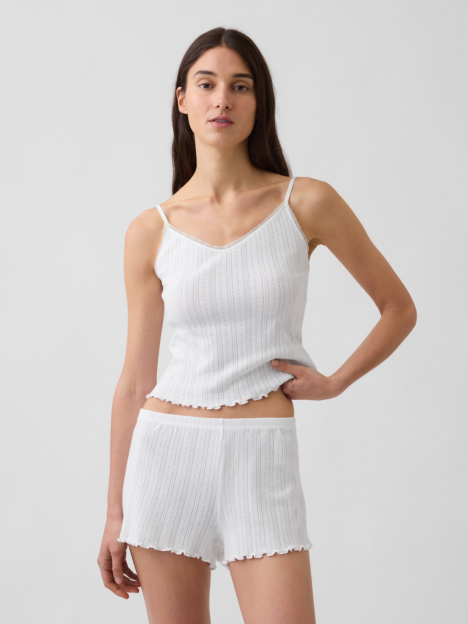 Pointelle Lettuce-Hem PJ Cami