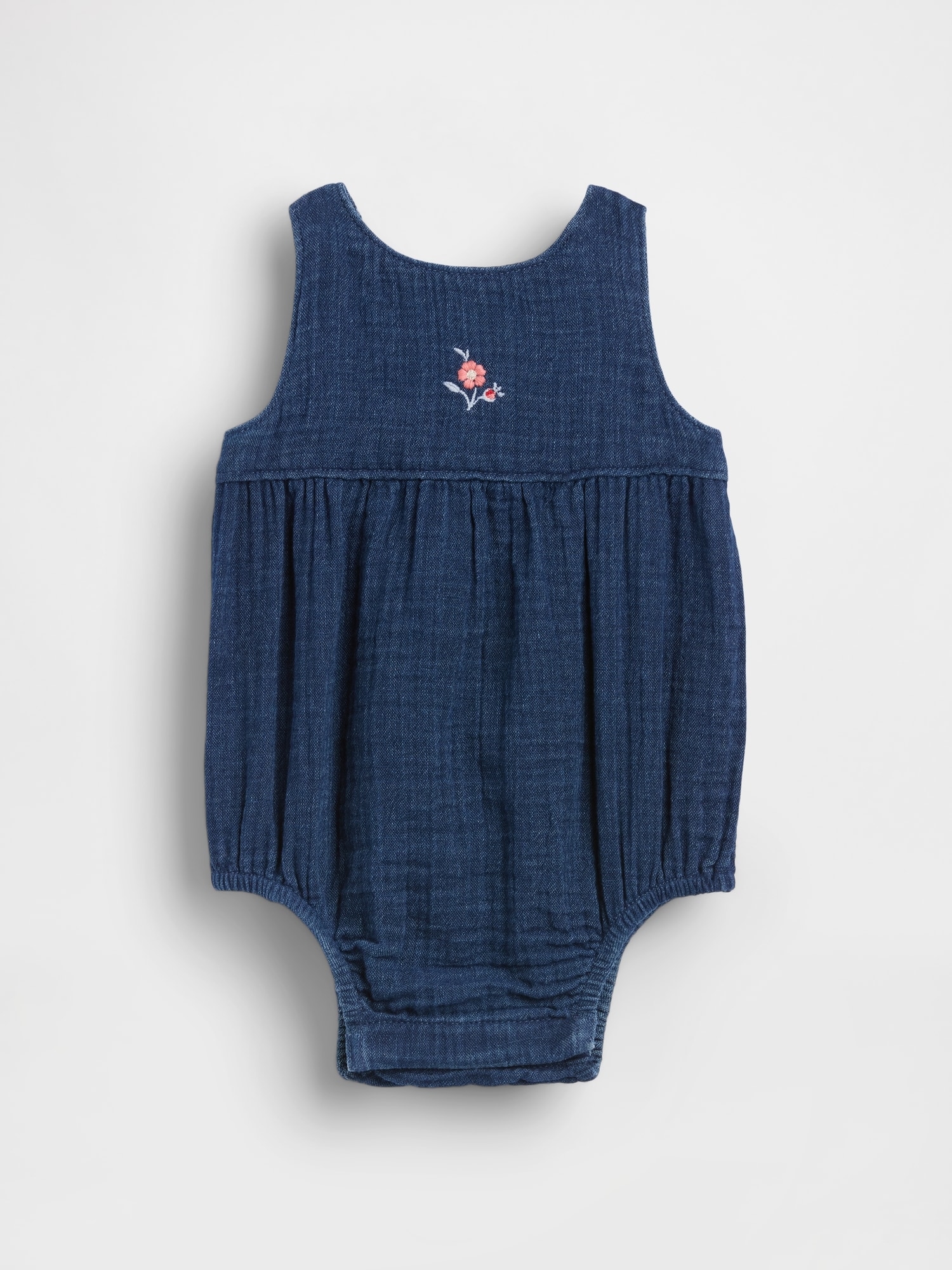 Baby Cotton Gauze Denim Bubble Bodysuit