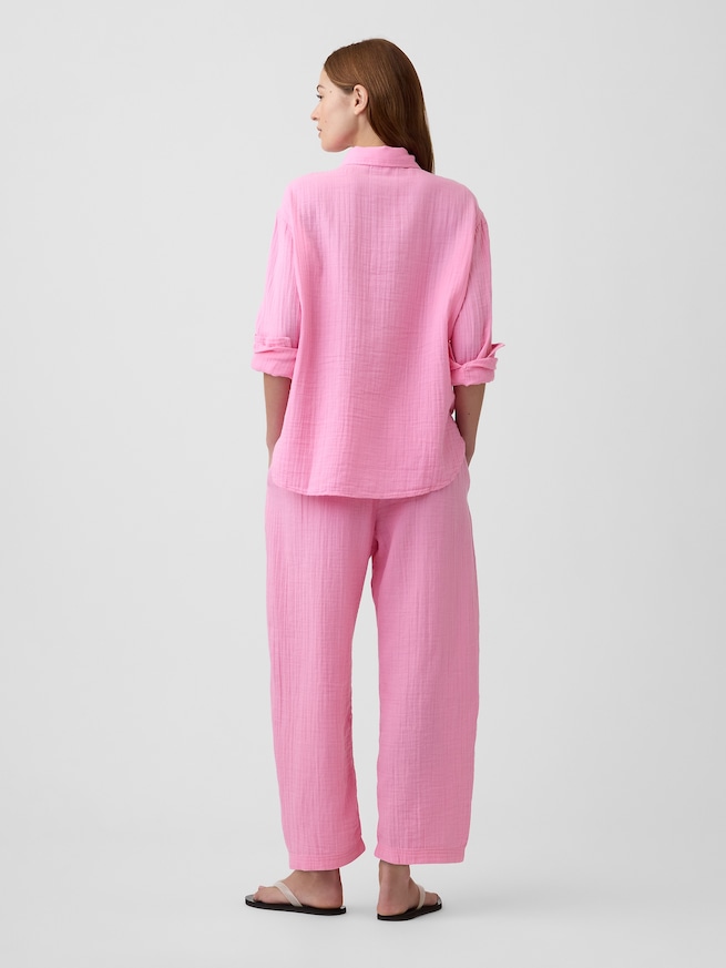 ミッドライズ プルオン バレル ガーゼパンツ-1