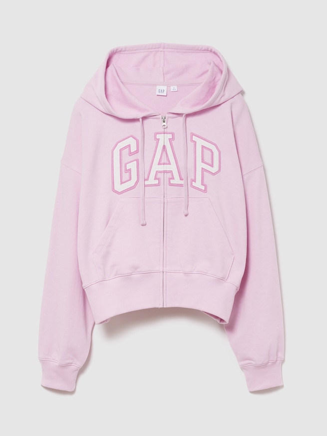 オーバーサイズ GAPロゴ フレンチテリー ジップアップパーカー-0