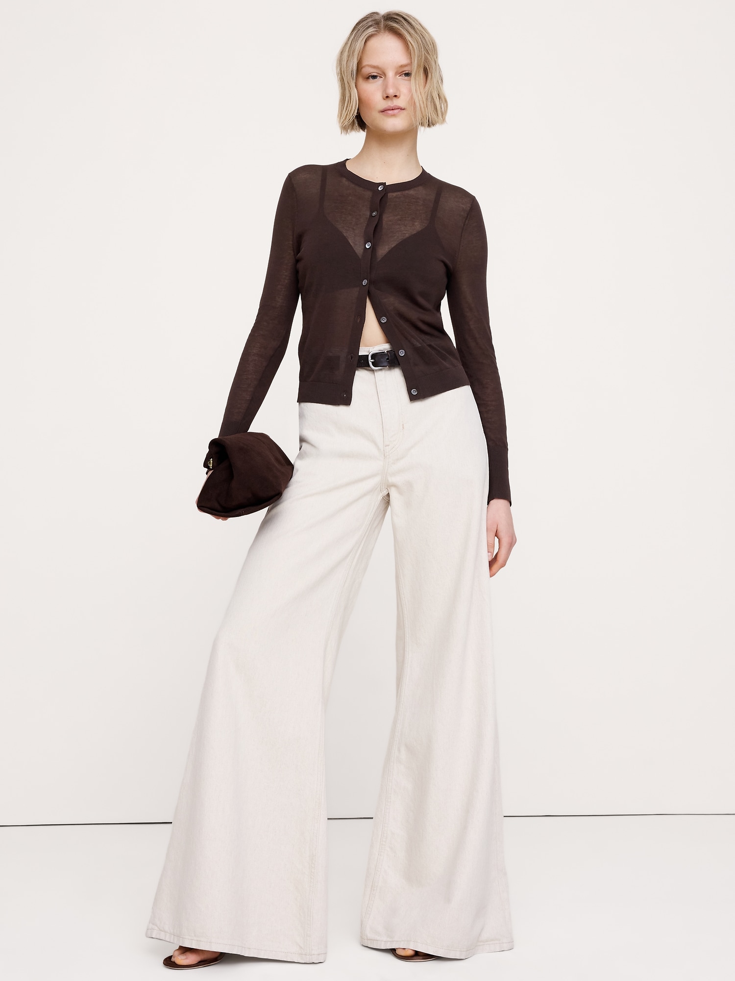 CARDIGAN EN COTON DIAPHANE ULTRA-FIN