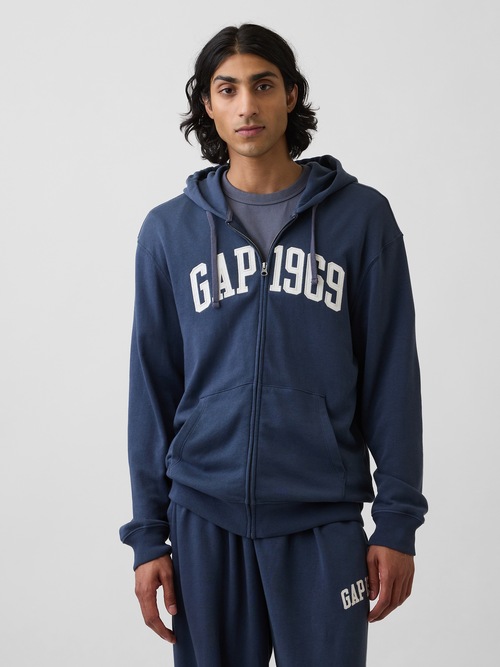 フレンチテリー リラックスフィット GAP1969ロゴ  ジップアップパーカー
