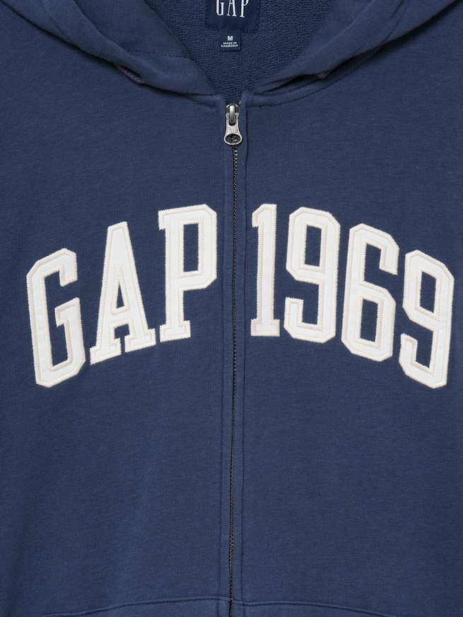 フレンチテリー リラックスフィット GAP1969ロゴ  ジップアップパーカー-3