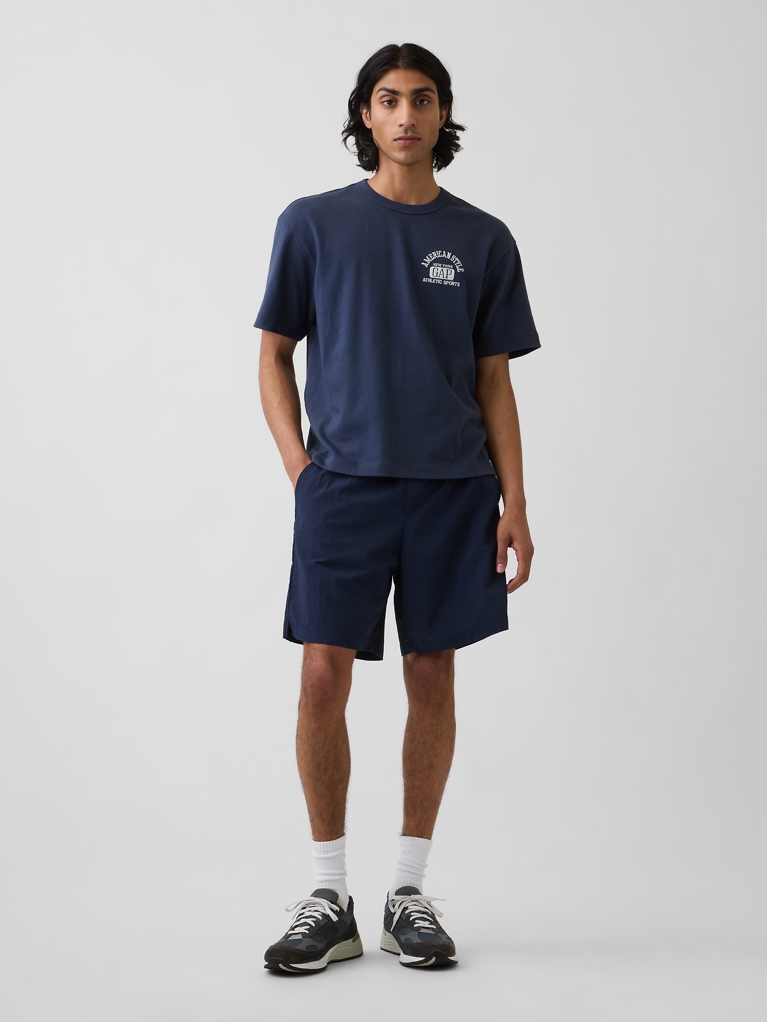 ヘビーウェイト GAPロゴ リラックスフィット クロップドTシャツ-1