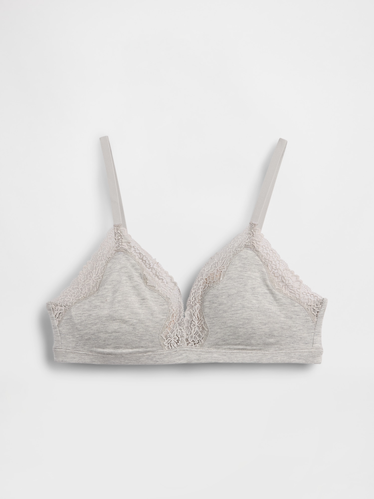 Organic Stretch Cotton Lace-Trim Triangle Bra