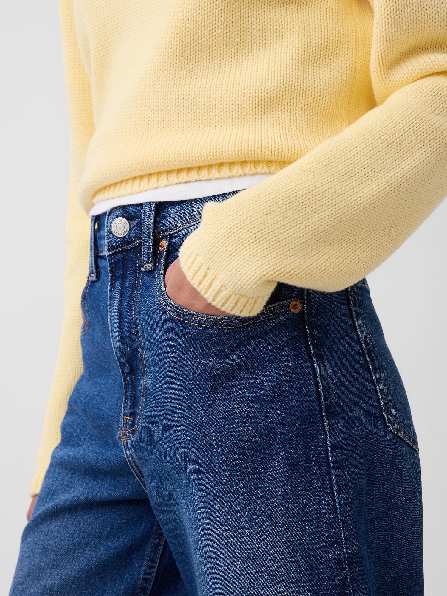 High Rise Stride Wide-Leg Ankle Jeans