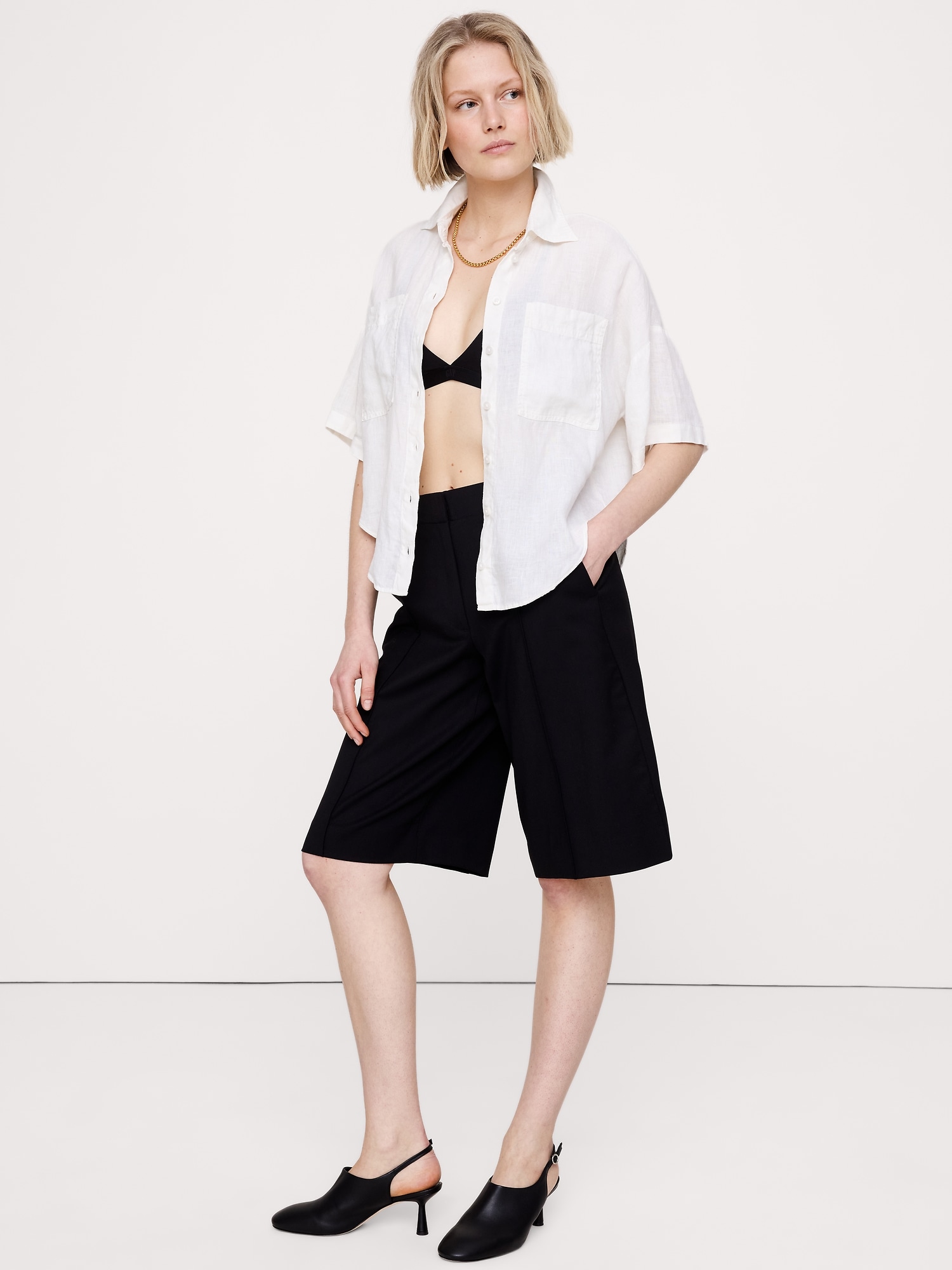 リネン ショートスリーブ シャツ-4