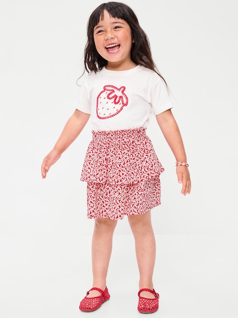 Printed Crinkled Tiered Skirt for Toddler Girls