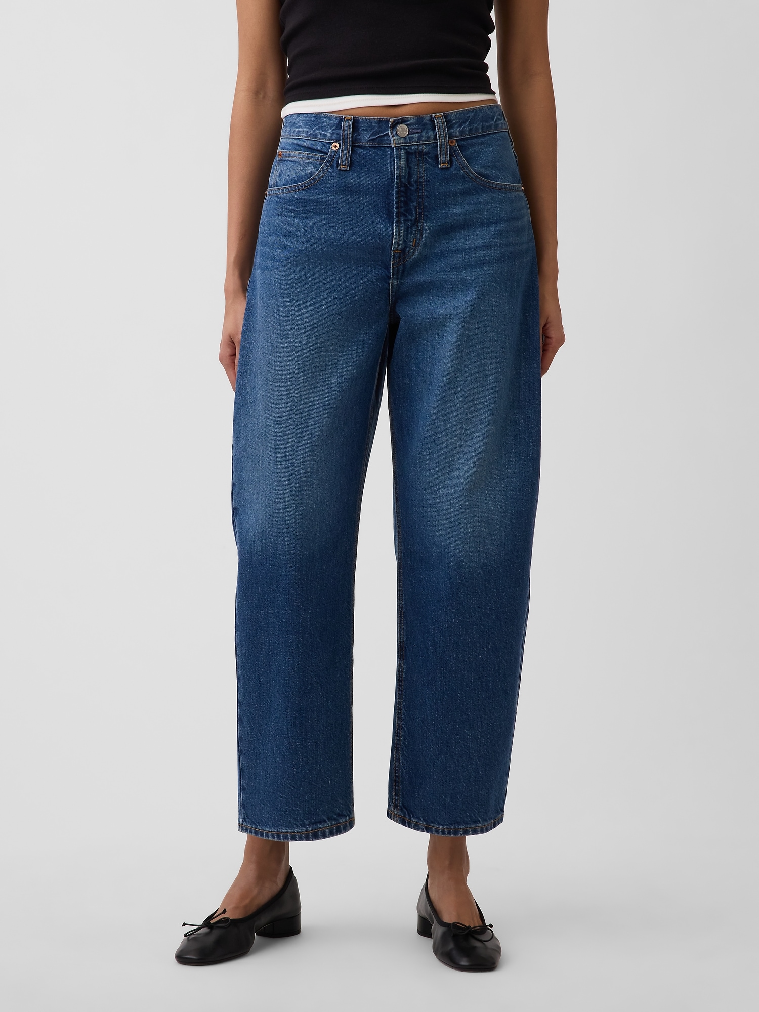 High Rise Crop Barrel Jeans