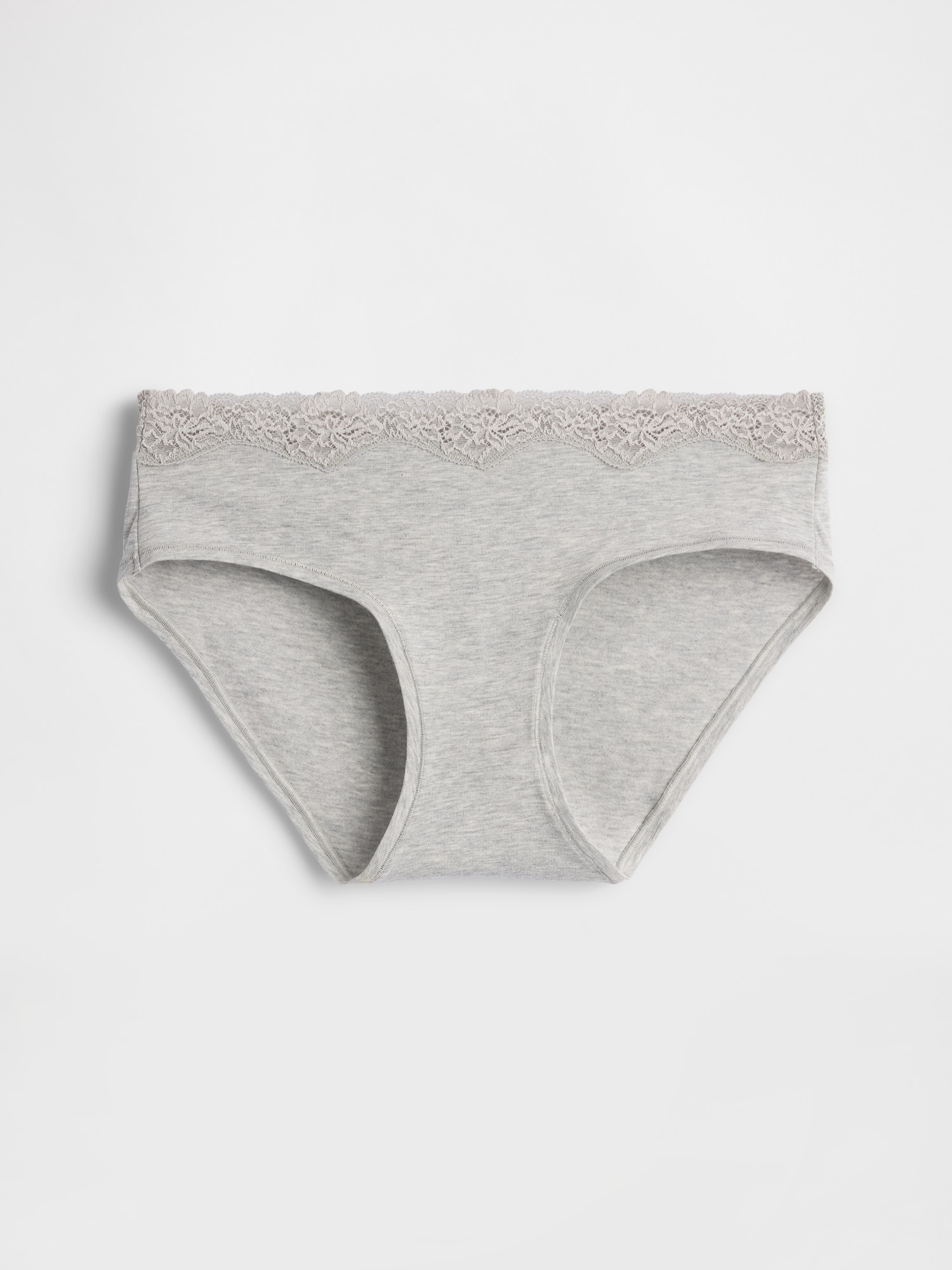 CULOTTE TAILLE BASSE EN COTON BIOLOGIQUE EXTENSIBLE À BORDURE EN DENTELLE