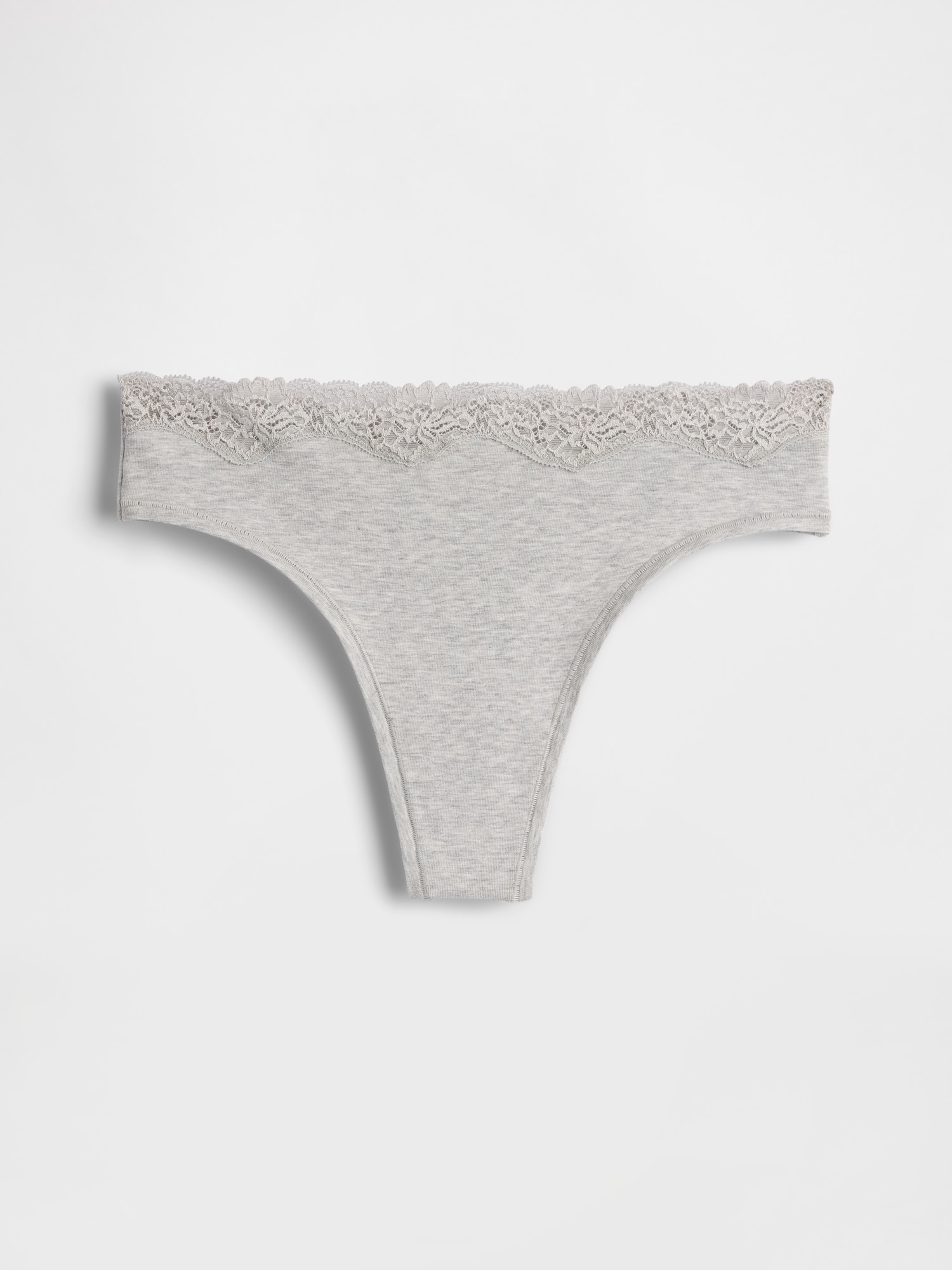 Organic Stretch Cotton Lace-Trim Thong
