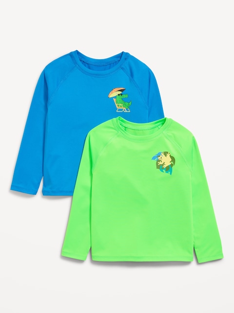 Long-Sleeve Graphic Rashguard Swim Top 2-Pack for Toddler Boys