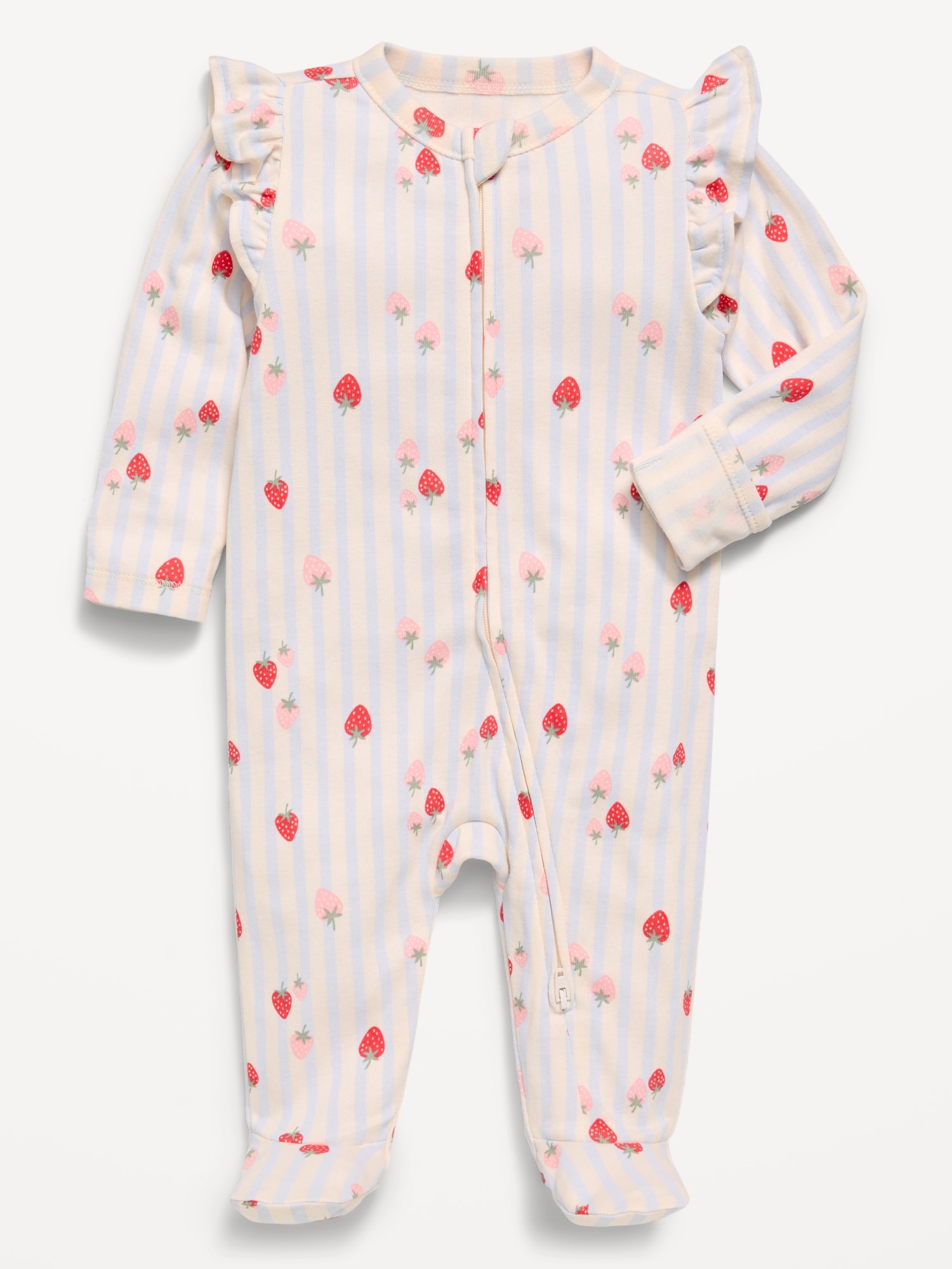 Ruffle-Trim 2-Way-Zip Sleep & Play Footed One-Piece for Baby